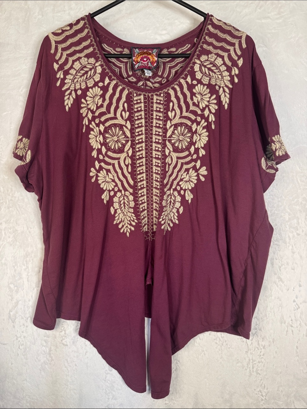 Johnny Was XXL Purple Embordered Blouse